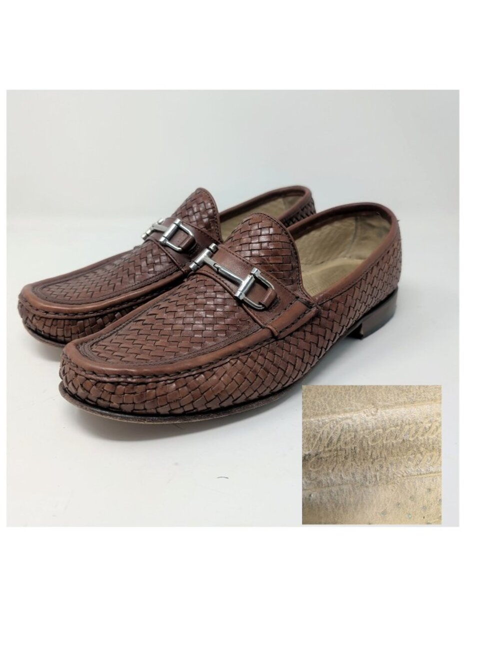 Vintage Brown Weave Leather Loafers 10 Mercanti Fiorentini